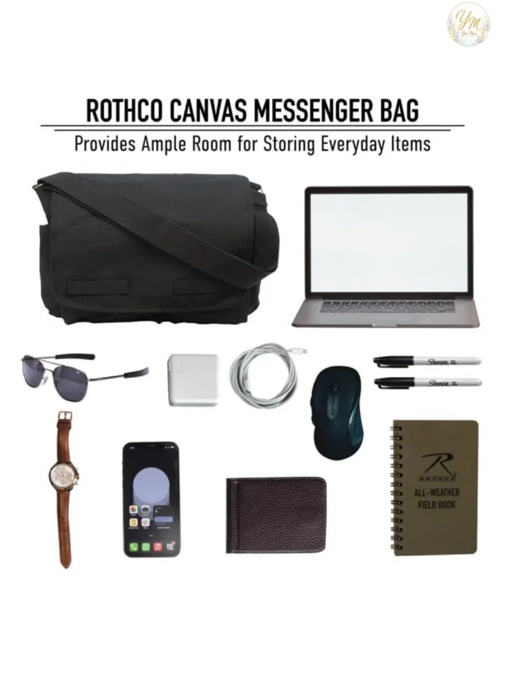 Rothco Classic Canvas Messenger Bag Heavyweight Cotton Crossbody EDC Travel